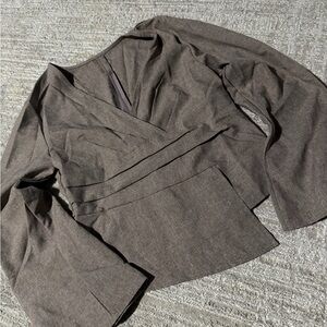 Chic Brown Wrap Blouse